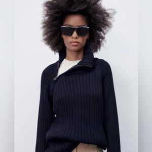 Zara Cross Zip Turtleneck Sweater